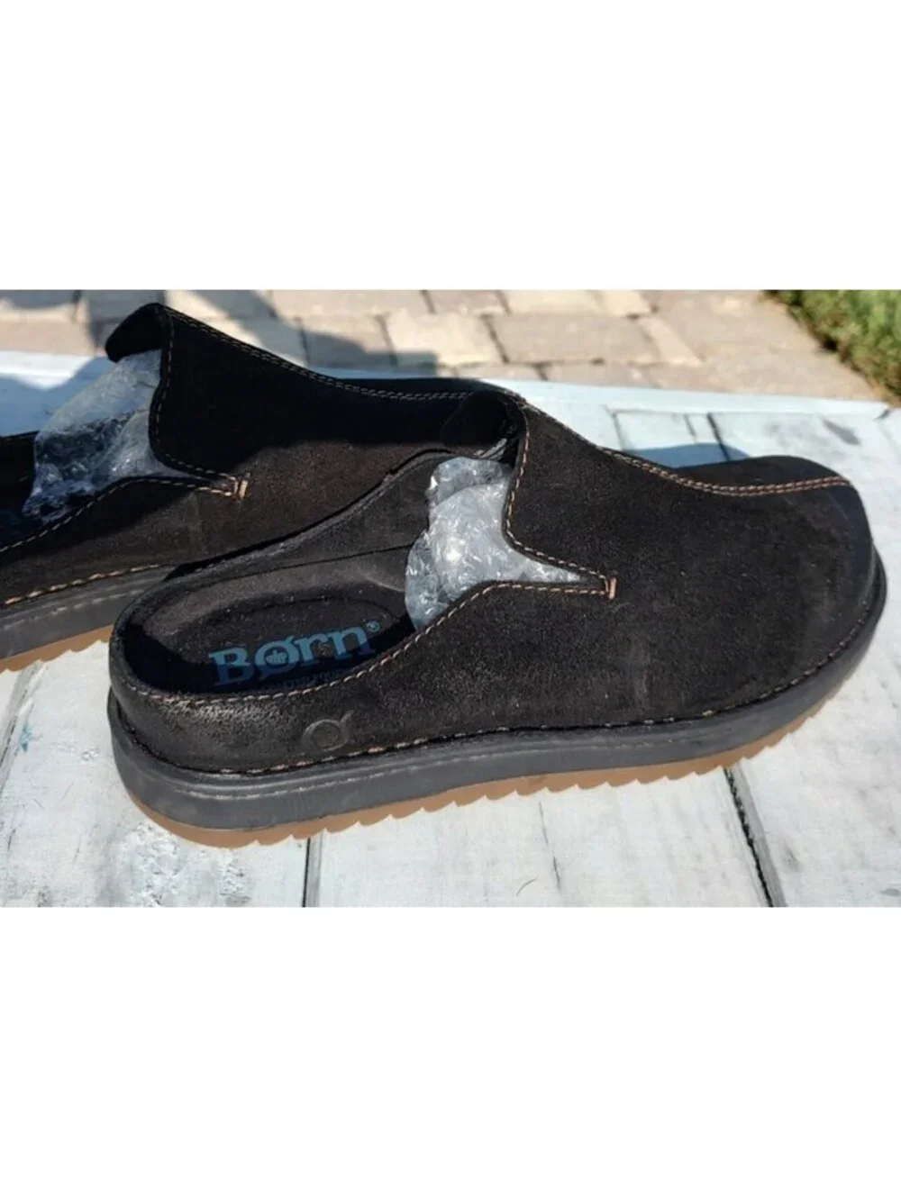NWOB/T Born Black Leather Upper Slip-On Clog Shoes Size 8.5M